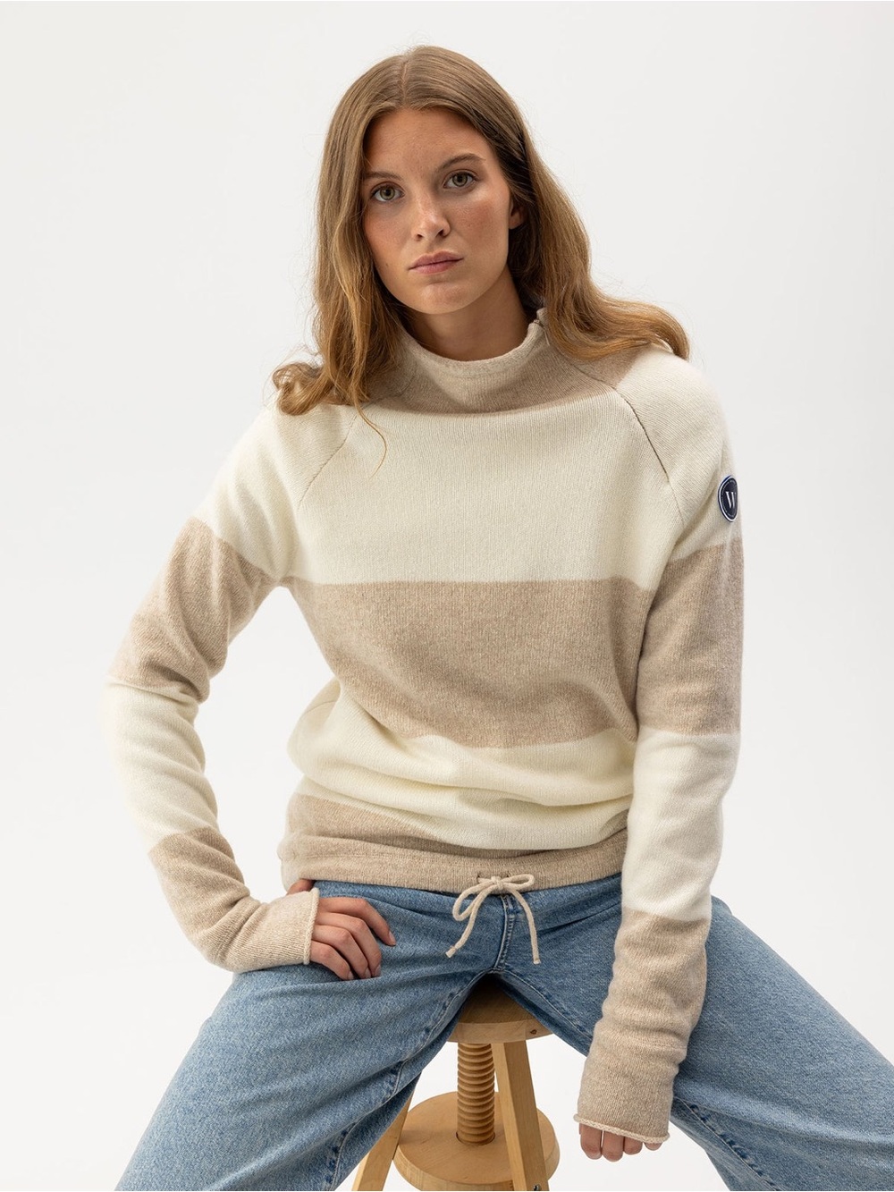 Holebrook Women’s XL Martina Windproof Sweater -Sand/ Off White Wool Blend